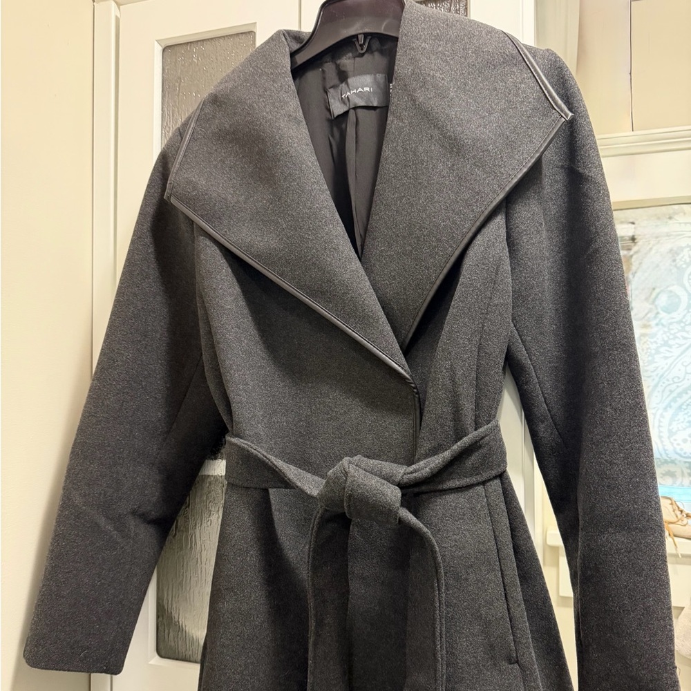 TAHARI Trench Coat in charcoal grey. Brand new with tag detached.